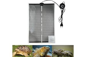 PeSandy Manta Termica para Reptiles, 42x28CM Tapetes Térmicos para Terrarios, Almohadilla Térmica con 7 Botones de Ajuste de Temperatura para Reptiles Tortuga Serpiente Lagarto Gecko Cangrejo Ermitaño