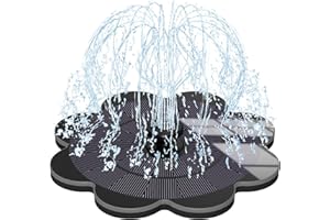 ‎SZMP SZMP Solar Fountain 2025 2000 mAh Battery - Working on Cloudy Days - Solar Pond Pump, Water Pump Solar Floating Fountain Pump with 8 Effects & 4 Fixed Pipes for Garden, Bird Bath