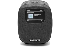 Roberts ORTUS5 FM/DAB/DAB+ Digital Clock Radio with Bluetooth, Alarms and Colour Display, Black