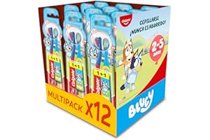 Colgate Pack 12 x 2 Cepillos de dientes Kids Bluey 2-5 años, cepillo de dientes infantil, cabezal pequeño, filamentos extra suaves para una limpieza delicada, mango redondo para un agarre cómodo
