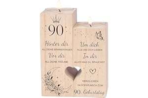 LUCKYYDS 90 Geburtstag Frau Mann，Kerzenständer，90 Geburtstag Deko Geschenkideen，Geburtstagsgeschenk für Vater, Mama, Frau，Schwester, Freundin