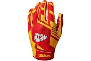 Wilson Guanti da Football Youth NFL Stretch Fit, Vestibilità Sicura e Presa Salda, In Tessuto Traspirante, Design Energico, Squadra: Kansas City Chiefs, Colore: Rosso/Giallo, Taglia da Ragazzo