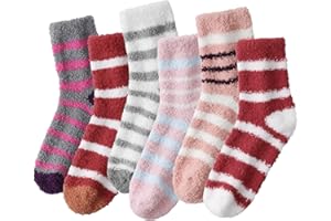 Suphigher Fluffy Socks, Fluffy Socks Womens 4-7, 5 Pairs Cosy Bed Socks for Women Fleece Slipper Girls Fluffy Sleep Socks Winter