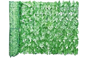 Eteslot Cerca Privacidad Hiedra Artificial, Seto Artificial Ocultacion Jardin, Césped Imitación Jardín, Decoración Hojas Planta Falsa para Jardín Vallas