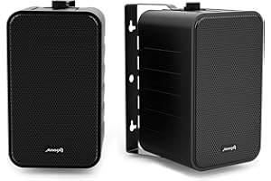 Audibax PR-42 Black Altavoces Estantería HiFi y Sonorización Negros con Soportes de Pared