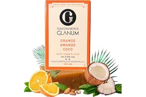 SAVONNERIE GLANUM Savon Bio-Orange-Coco-Citron-Karité-Amande Douce-Fait Main en Provence 100% naturels-Avec Huiles Essentielles-Peaux Fragiles Sensibles-100% Huiles Végétales BIO