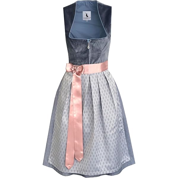 Edelnice Trachtenmode Exclusief designer midi-dirndl Luna fluweel blauw inkl. dirndlschort Maat 32-54, blauw, 40