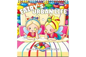 FUN LAVIE Cosy Colouring Book for Adults Relaxation – 32 Cozy City Flower Fairy Scenes, Cute Colouring Books for Teen Stress Relief & Gift for Women, Spiral Bound- Fairy's Urban Life