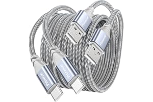PLOIWUE USB C Cable [2 Pack 2M], USB Type C Charging Cable, Nylon Braided Data Sync Cable for PS5 Controller, PS5 DualSense Xbox Series X/S Controller, Sony, Samsung Galaxy S20 S21, Nintendo Switch (Grey)