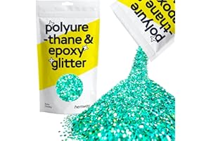 HEMWAY Glitter per resina cristalli metallici olografici blu turchese per artigianato epossidico scaglie extra spesse bicchieri cera fusa 100 g / 3,5 oz