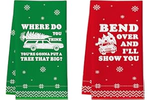 Cheroloven National Lampoon's Christmas Vacation Gift, 2 Pack Funny Christmas Kitchen Towels, Griswold Family Cousin Eddie Christmas Vocation Merchandise (Bend Over)