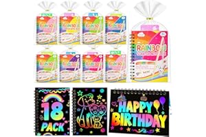 Xhtol Scratch Art Party Bag Fillers for Kids - 18 Pack Magic Rainbow Scratch Art Notebooks for Kids, DIY Arts and Crafts Party Favours Classroom Birthday Christmas Gifts for Boys Girls Age 4-9