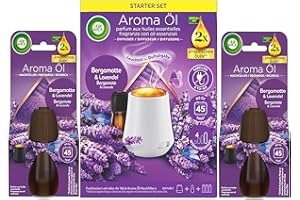 ‎AIR WICK Air Wick Aroma-Öl Diffuser Starter-Set inklusive 1 Gerät & 3x20ml Bergamotte & Lavendel Nachfüller