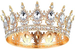 PEOVLVN Gold Crown for Women, Queen Crown Rhinestone Wedding Crowns and Tiaras for Women Crystal Birthday Crown Headband for Bride Hair Accessories Princess Party Celebration