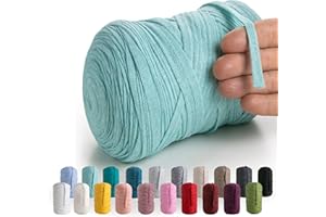 MeriWoolArt® Cinta Hilo Textil Natural 10 mm 150 m, Hilo para Artesanías de Macramé, Punto, Colgante de Pared de Macramé Atrapasueños DIY, Hilos Ganchillo de Tela, Hilo de Algodón Reciclado y Viscosa