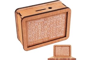 Encuryna Hucha de Madera, Caja de Monedas, Hucha con Contador, Regalos para niños, Piggy Bank Money Savings Box, Alcancía diseño Vintage, Objetivo de Ahorro de Dinero 1000 €