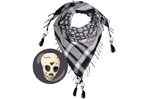 LOVARZI Echarpe tête de mort en coton avec perles tête de mort - Foulard original pour homme ou femme