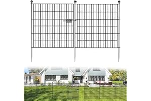 HEYOUTH Clôture d'étang,Cloture Jardin Exterieur,Enclos Chien en Métal, 74x81cm,10 éléments de clôture et 11 barres de fixation,clôture de défense pour chiens et animaux domestiques