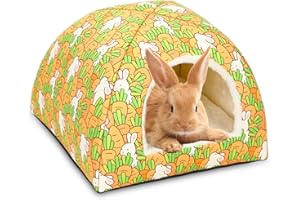 UPINS Large Bunnies Bed, Rabbit Hideout Washable Rabbit Bed House for Guinea Pig Hamster Squirrel Ferret Hedgehog Chinchilla Cozy Cage Accessories