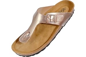 GONKOS®, Sandalias de Piel, Plantilla Anatomica de Corcho, Piel Autentica, Corcho Natural, Hebilla Ajustable, Sandalias de Dedo Unisex, Suela Antideslizante EVA, Calzado de Calidad Hecho en España