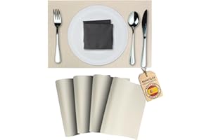 Mondiroso. Pack de 4 Manteles Individuales Mesa Lavables. Salvamanteles Individuales Antideslizantes Mantel Individual para Mesa de Comedor y Cocina. (4, Marfil)