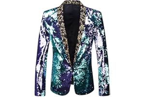 PYJTRL Herren-Blazer mit 2 Farben und glänzenden Pailletten