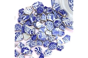 LITMIND 0,5 kg blaue und weiße Keramik-Mosaikfliesen zum Basteln, unregelmäßige Porzellanteile – perfekt für Mosaik-Kunstprojekte und Gartendekoration