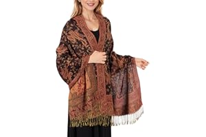 Lamca Women Pashmina Shawls and Wraps Scarf Soft Silky Reversible Paisley Scarves Shawl for Women UK