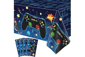 INSPIREYEE 4 Pack Video Game Tablecloth Video Game Birthday Decoration Gaming Birthday Party Supplies 86” x 51” Rectangle Plastic Game party Table Cover for Kids Boys Girls Video Game Party Decorations Favors