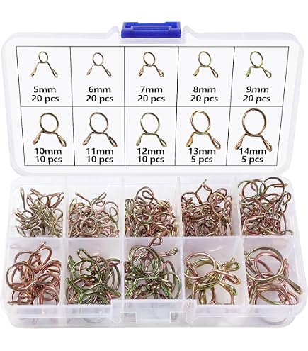 155 Pièces Kit Colliers De Serrage à Ressort – M5 à M14 – Acier Zingué Anti-Corrosion – Pour Tuyaux Essence, Air, Eau