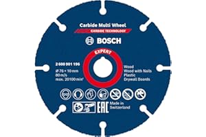 Bosch 1x Disques à tronçonner EXPERT Carbide Multi Wheel (pour Bois dur, Bois clouté, Ø 76 mm, Professional Accessoire Mini meuleuse angulaire)