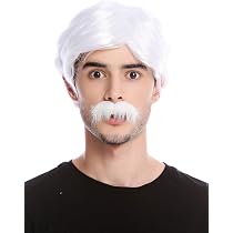 Kit De Disfraz Wig Me Up: Peluca, Bigote Y Cejas Blancos, Ideal Para Carnaval, Halloween, Abuelo, Científico Loco O Profesor, Talla única Hasta 62 Cm
