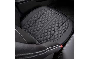 POKSRI 1 STK Auto sitzkissen Echtes Rindsleder,Vorderes Unteres Fahrer Sitz Bezug Abdeckungen,Echtes Kuhleder,Anti-rutsch,passt für die meisten Fahrzeuge ab A-Segment.(Schwarz)