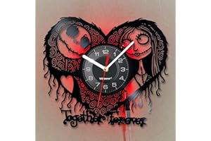 Viiluuxr Vinyl Record LED Wall Clock 12 Inch Silent Neon Nightmare Before Christmas Decor Gifts Living Bedroom Night Light 7 Colors Luminous Clock.(NTBC-02-WL)