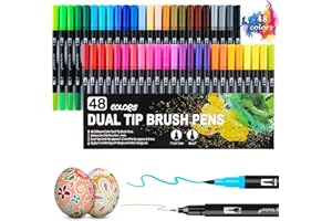 ‎MEZZAR Mezzar Filzstifte Set, 48 Farben Stifte für Steine Wasserfest mit Doppelspitze Acrylstifte Verschiedene Oberflächen Deko für Steinen Holz Leinwand Glas Papier Keramik