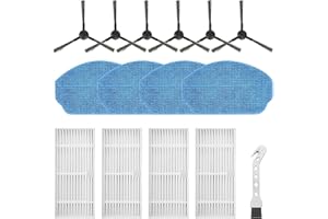 Fixbetter Accessori per EICOBOT BR150, per Cecotec Conga 999 Origin X-Treme Robot Aspirapolvere Ricambi 6 spazzole laterali, 4 filtri, 4 salviette, 1 spazzola per la pulizia (15 pezzi)