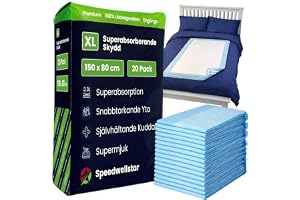 Inkontinensunderlägg för Säng Engångs Extra Stora 150 x 80 cm | 20‑pack | Superabsorberande 2300 ml | Vattentät och Läckagesäker Skydd för Enkel- eller Dubbelsäng