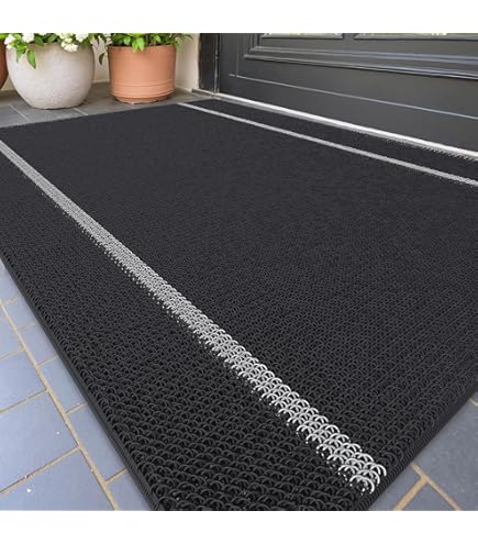 Tapis Extérieur Imperméable COLOR&GEOMETRY - 91,5 X 122 Cm, Noir - En Caoutchouc TPR, Antidérapant Et Résistant - 7