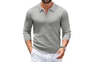 COOFANDY Pull Homme à Col Polo Manches Longues Pull Tricoté en Maille Hiver Pullover Homme Decontracté Business Pulls Couleur Unie