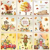 KIKISML Fensterbilder Herbst - 75 Stück Ahornblatt Aufkleber Selbstklebend