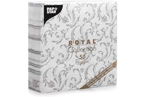 Papstar, 50 servetter "Royal Collection" 1/4 vikning 40 cm x 40 cm grå "Damascato", #85005