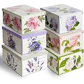 Lavatelli Set of 6 Cardboard Storage Boxes with Different Floral Motifs for Clothes, Clothes, Changing Seasons, Children's Ro