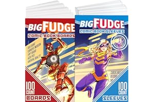 ‎BIG FUDGE BIG FUDGE 100 Comic Hüllen und 100 Comic Boards - 18 x 27 cm Säurefreie, Klare Manga Schutzhüllen + 17 x 27 cm Comic Pappe - Bags für 1990' und Heutigen Comics