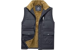 TACVASEN Men's Outerwear Gilets Fleece Body Warmer Water Resiatant Winter Gilet Sleeveless Jackets with Zip Pockets