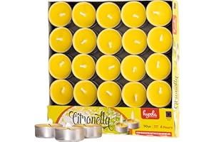 Hyoola Tealight Citronella Candles - Anti Mosquito Candle - 4 Hour Burn - 50 Pack - DEET Free
