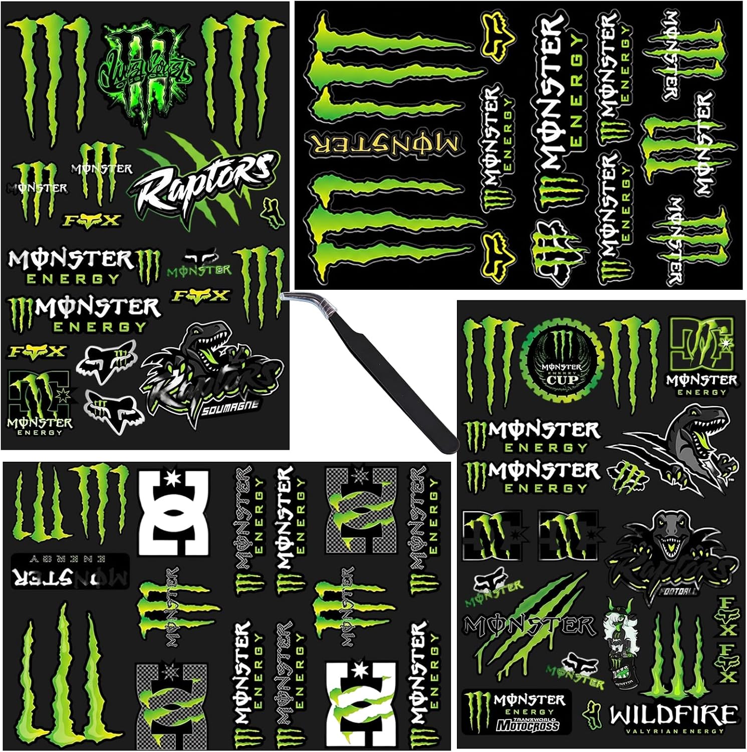 5 PCS Sticker Set with Tweezers, Bold Themed Decals for Helmets and Skateboards, Graphic Style Motorbike Stickers, Durable Decal Collection for Tool Boxes and Bikes