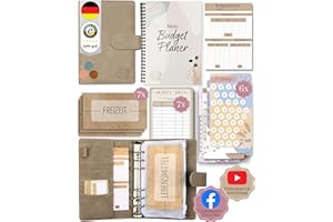 ‎BEGINNER-BUDGET BeginnerBudget® Budget Planner Deutsch - Starterset mit Sparchallenge + Budgetplaner (144 Seiten) - Sparen mit Umschlagmethode + Anleitung Ringbuch, Binder A6 Wildleder, vegan (Grau)
