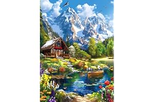 CEOVR Paesaggio Diamond Painting Kit Completo,Pittura Diamante,Diamond Painting Adulti Adulto,30x40 cm Pittura Diamante 5D,Kit per Pittura Diamante,Piccola Casa Sotto la Montagna Innevata