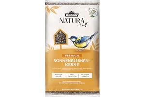 Dehner Natura Premium foder för vilda fåglar, solrosfrön, året-runt-foder proteinrik/energirik, högkvalitativt fågelfoder för vilda fåglar, 5 kg