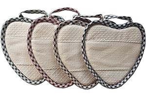 OM DOLCE CASA PRESINE da Cucina Set da 4 Pezzi Variante Cuore Quattro Verde Bordeaux Marrone Blu Colori con Inserto in Tela Aida 100% Cotone Prodotto Italiano